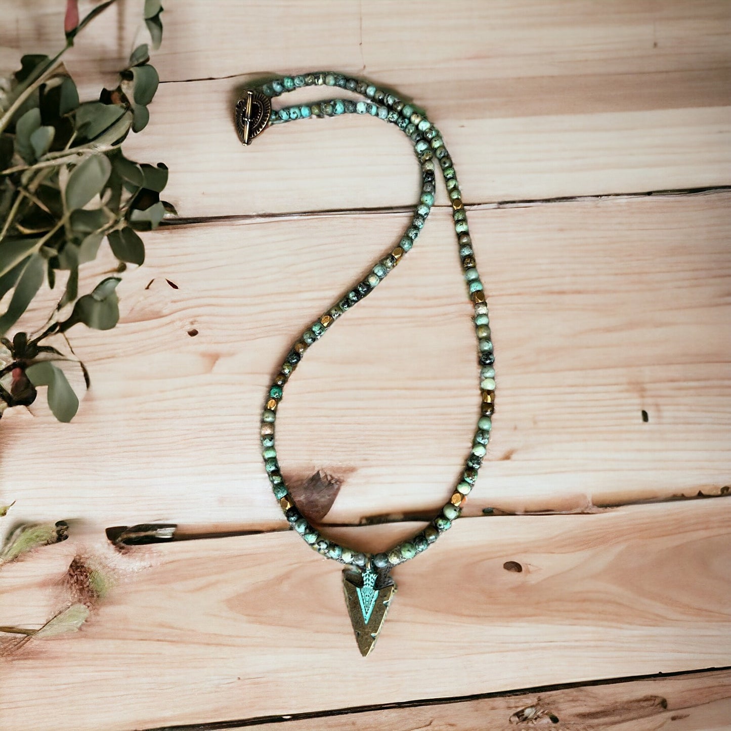 African Turquoise Arrowhead Necklace