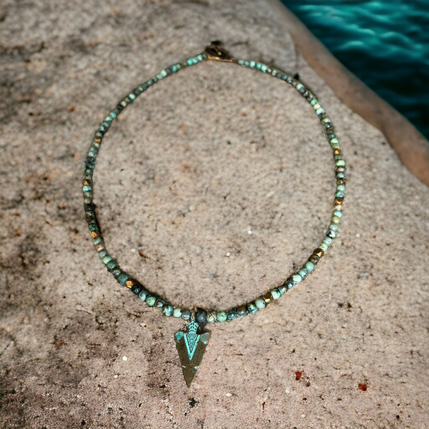 African Turquoise Arrowhead Necklace