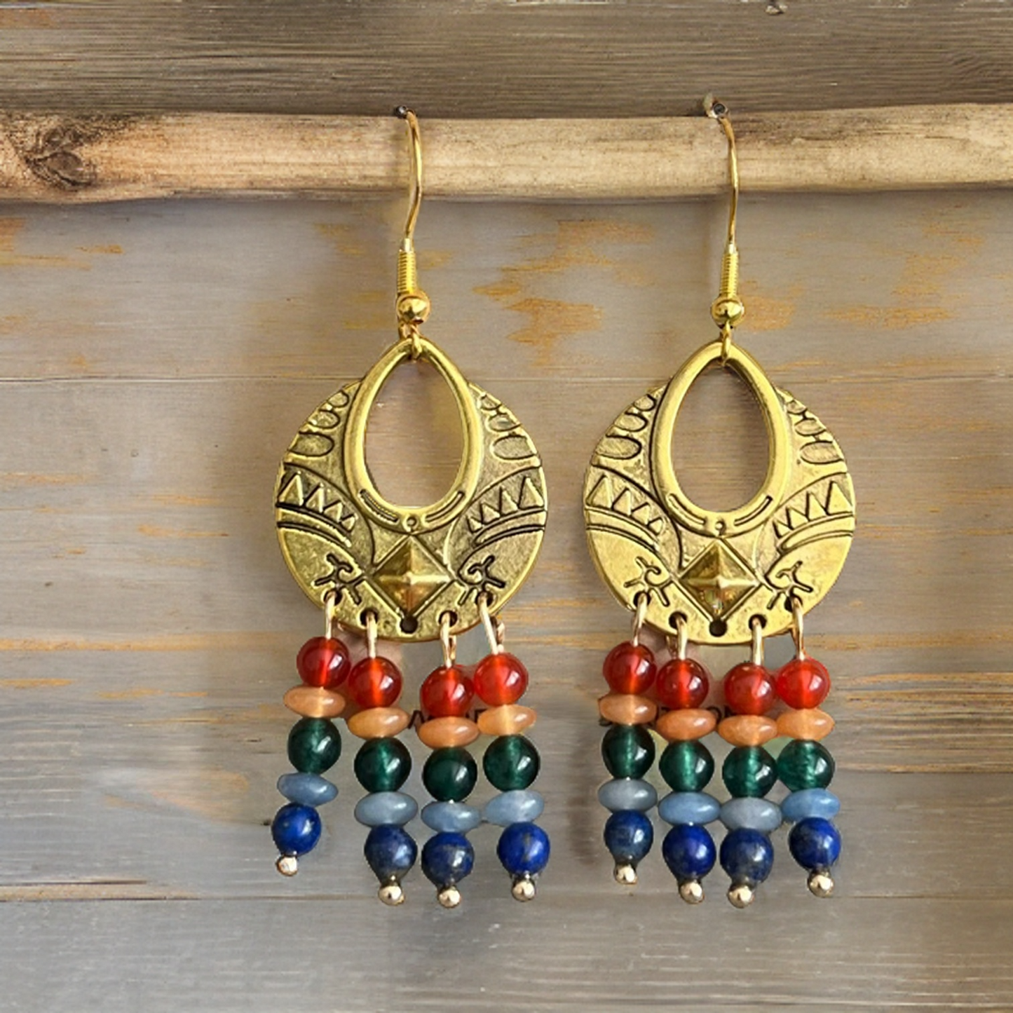 Boho Antique Gold Chakra Earrings