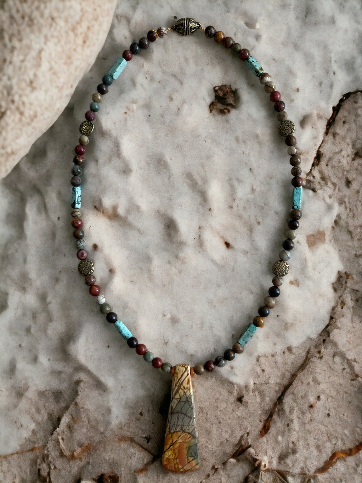 Red Creek Jasper Focal with African Turquoise Necklace