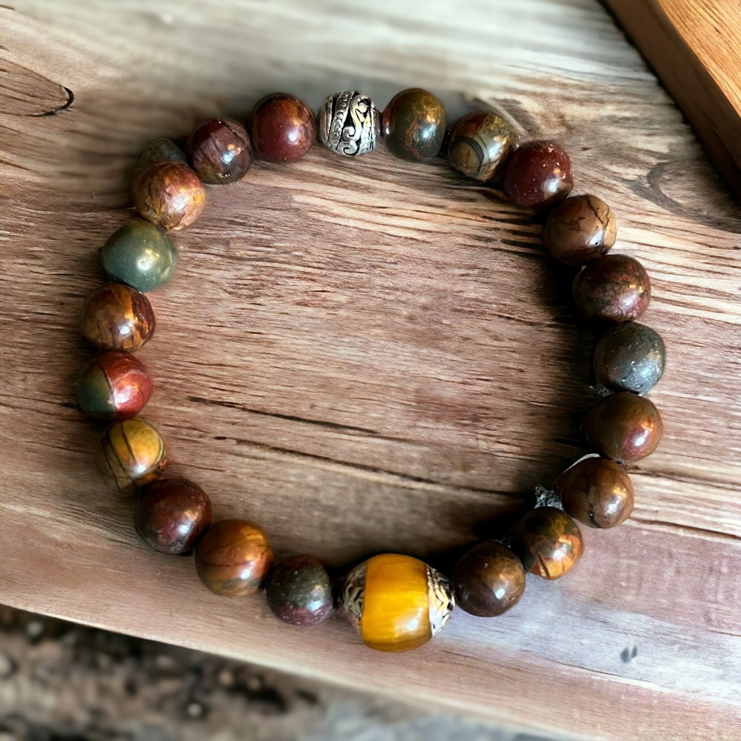 Tibetan Amber and Red Creek Jasper Bracelet