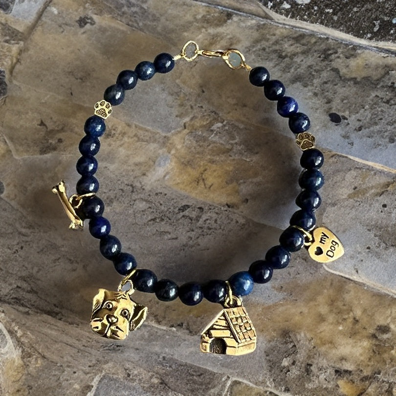 Lapis "I Love My Dog" Charm Bracelet