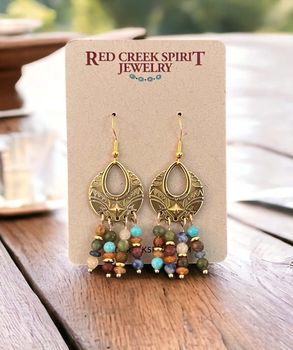 BoHo Multigem Gold Dangle Earrings