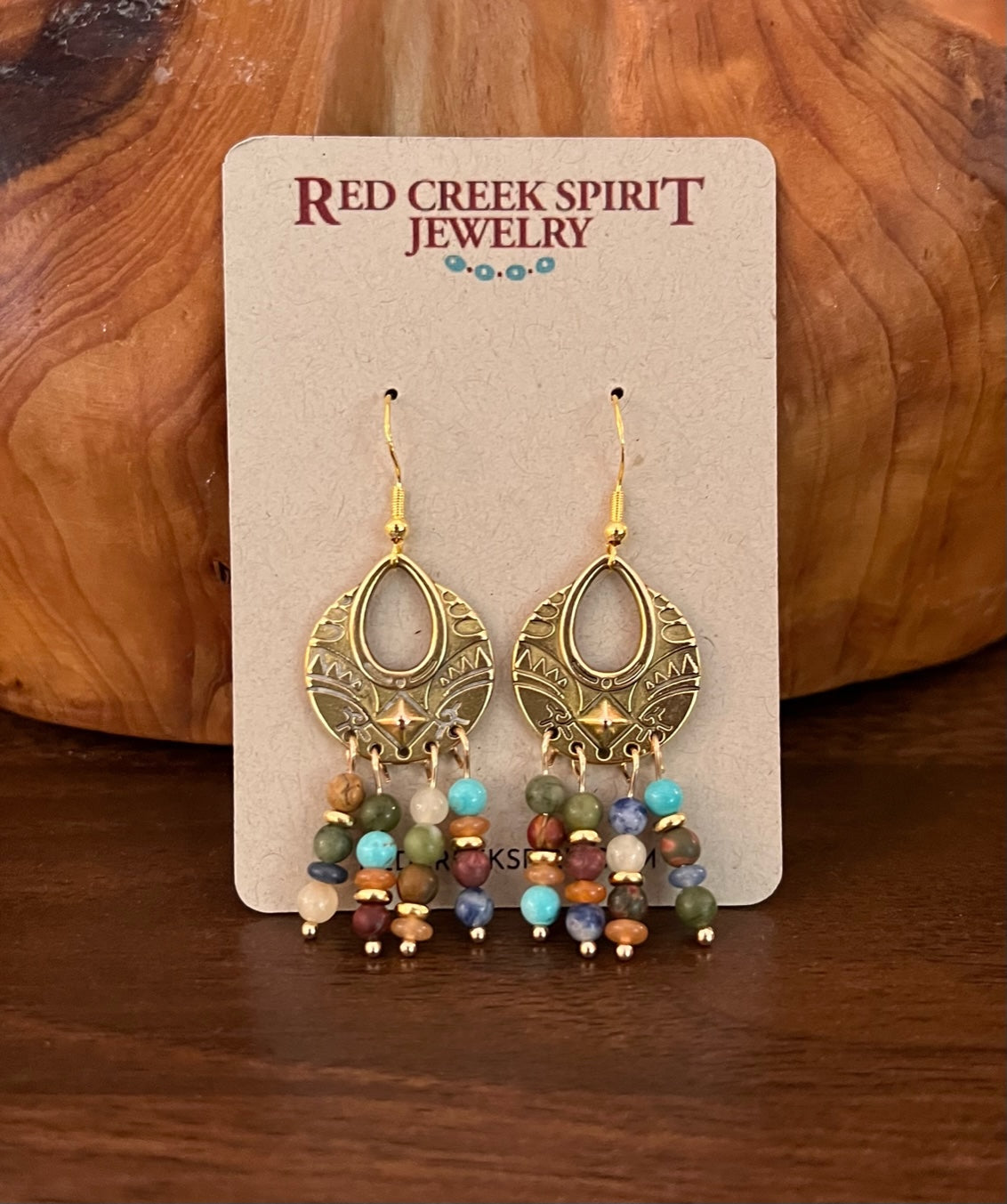 BoHo Multigem Gold Dangle Earrings