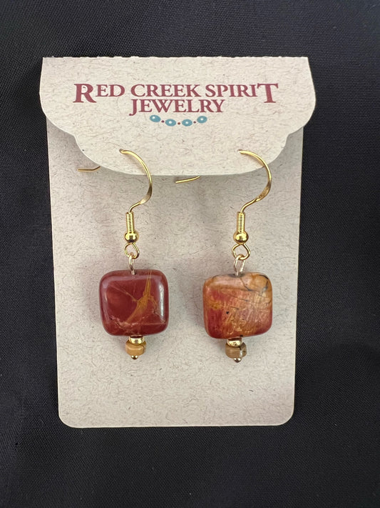 Red Creek Jasper Squares on Gold Wire