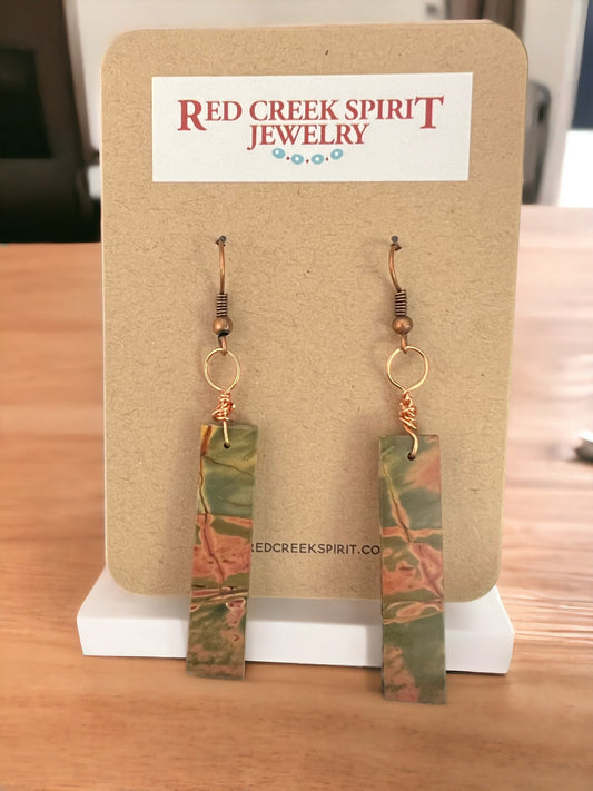 Long Red Creek Jasper Dangles on Copper Wire