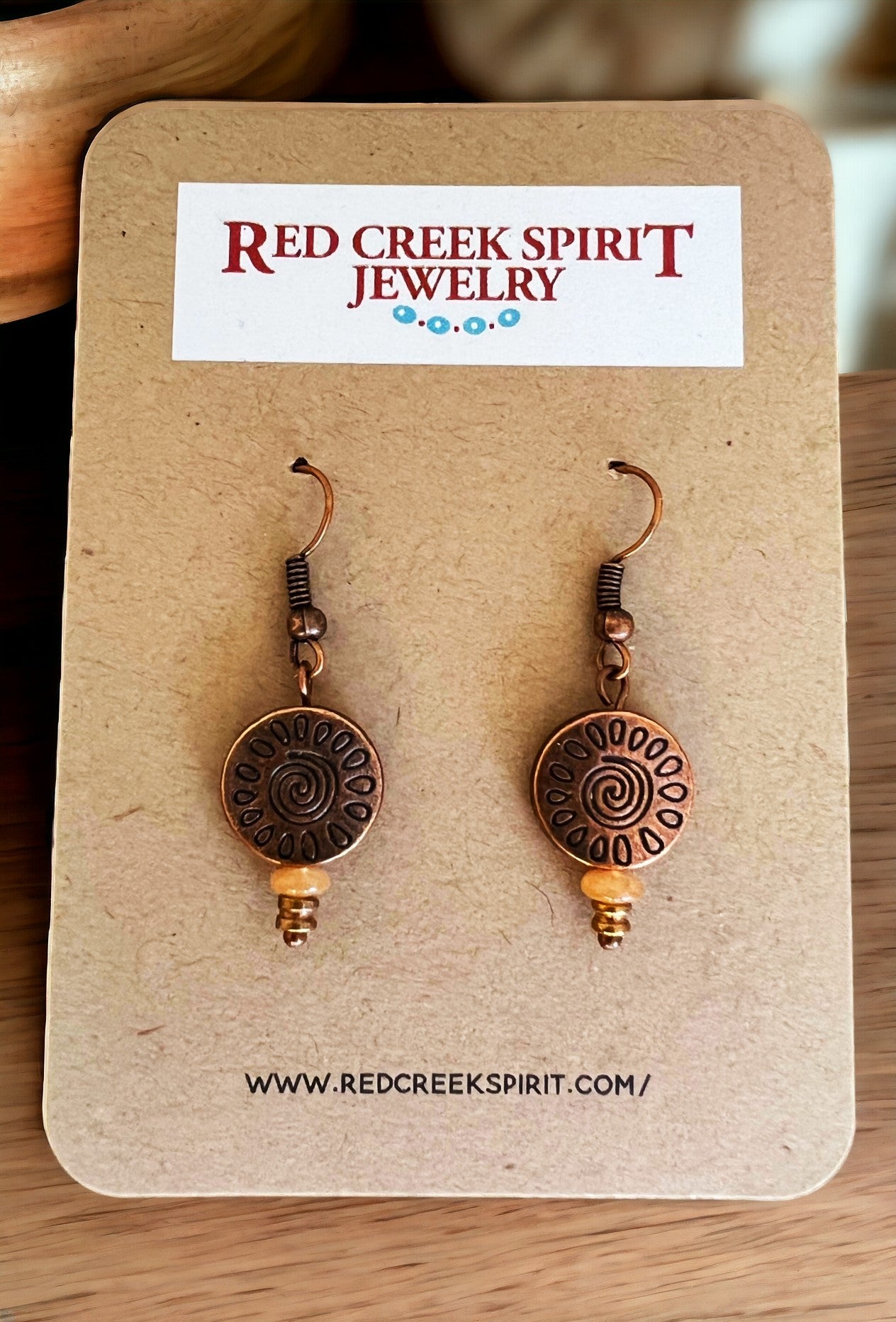 Aztec-Inspired Copper Sun Earrings