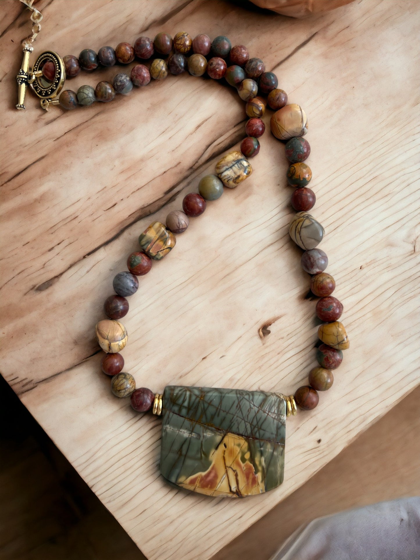 Rare and Beautiful Red Creek Jasper Necklace