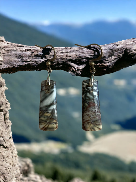 Red Creek Jasper Trapazoid Dangle Earrings