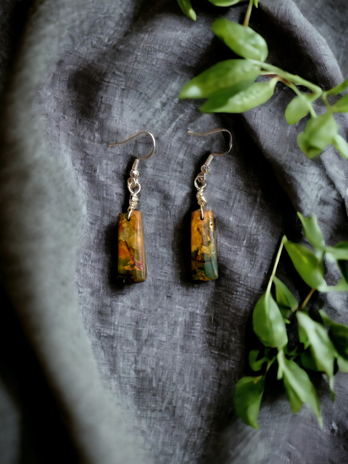 Pumpkin and Spruce Red Creek Jasper Earrings