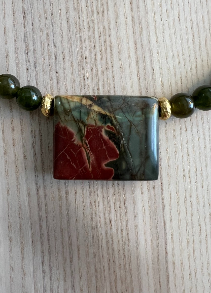 Genuine Jade with Red Creek Jasper Focal