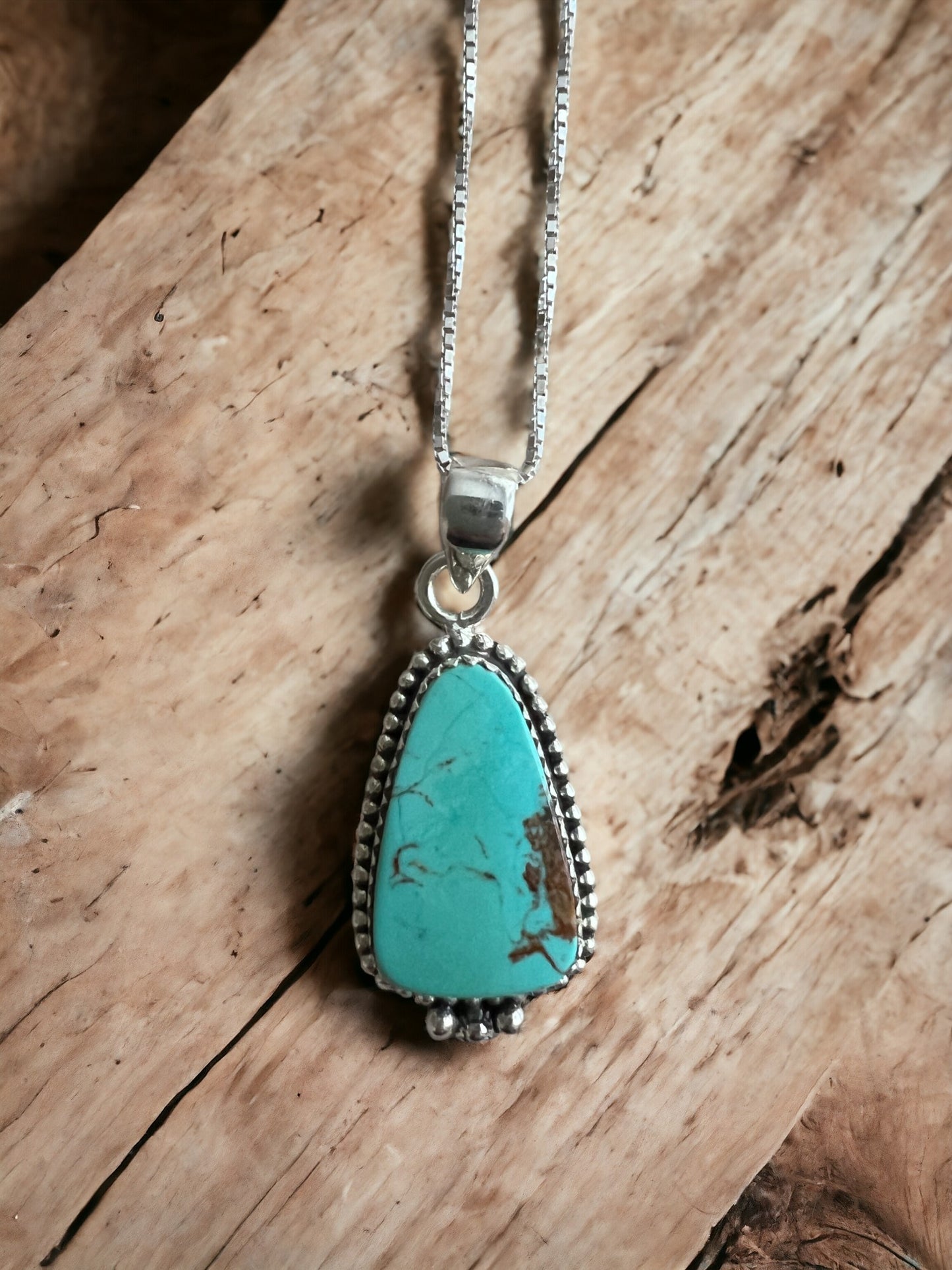 Kingman Turquoise Pendant on Sterling Silver