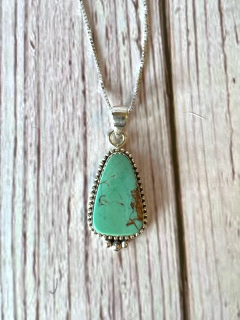 Kingman Turquoise Pendant on Sterling Silver