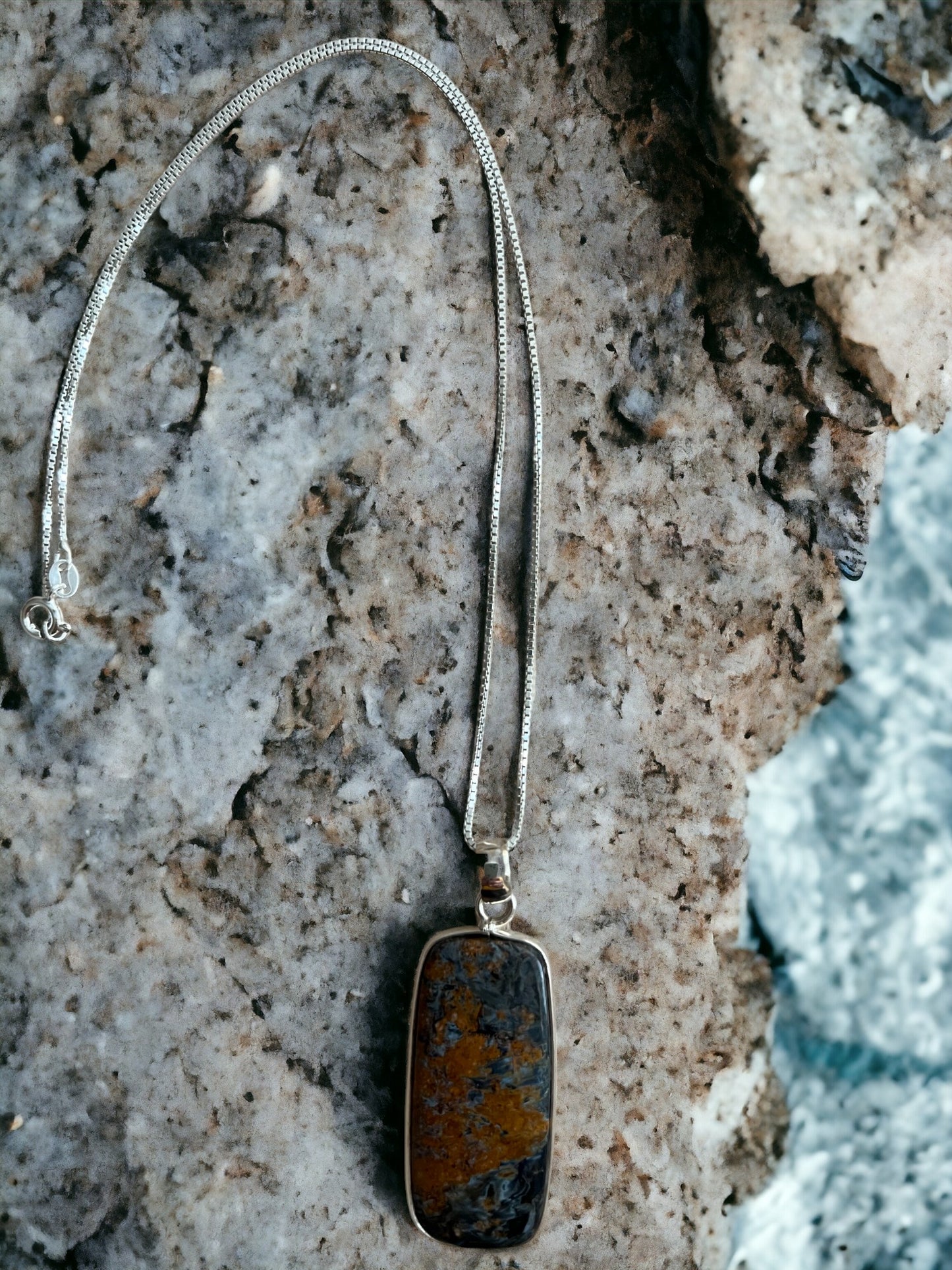 Ocean Jasper Pendant on Sterling Silver Chain