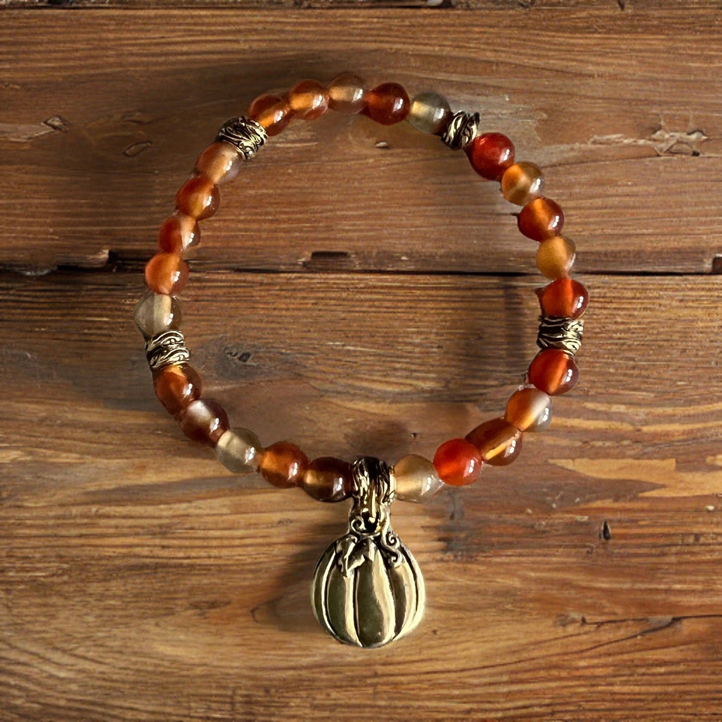 Carnelian and Pumpkin Bracelet