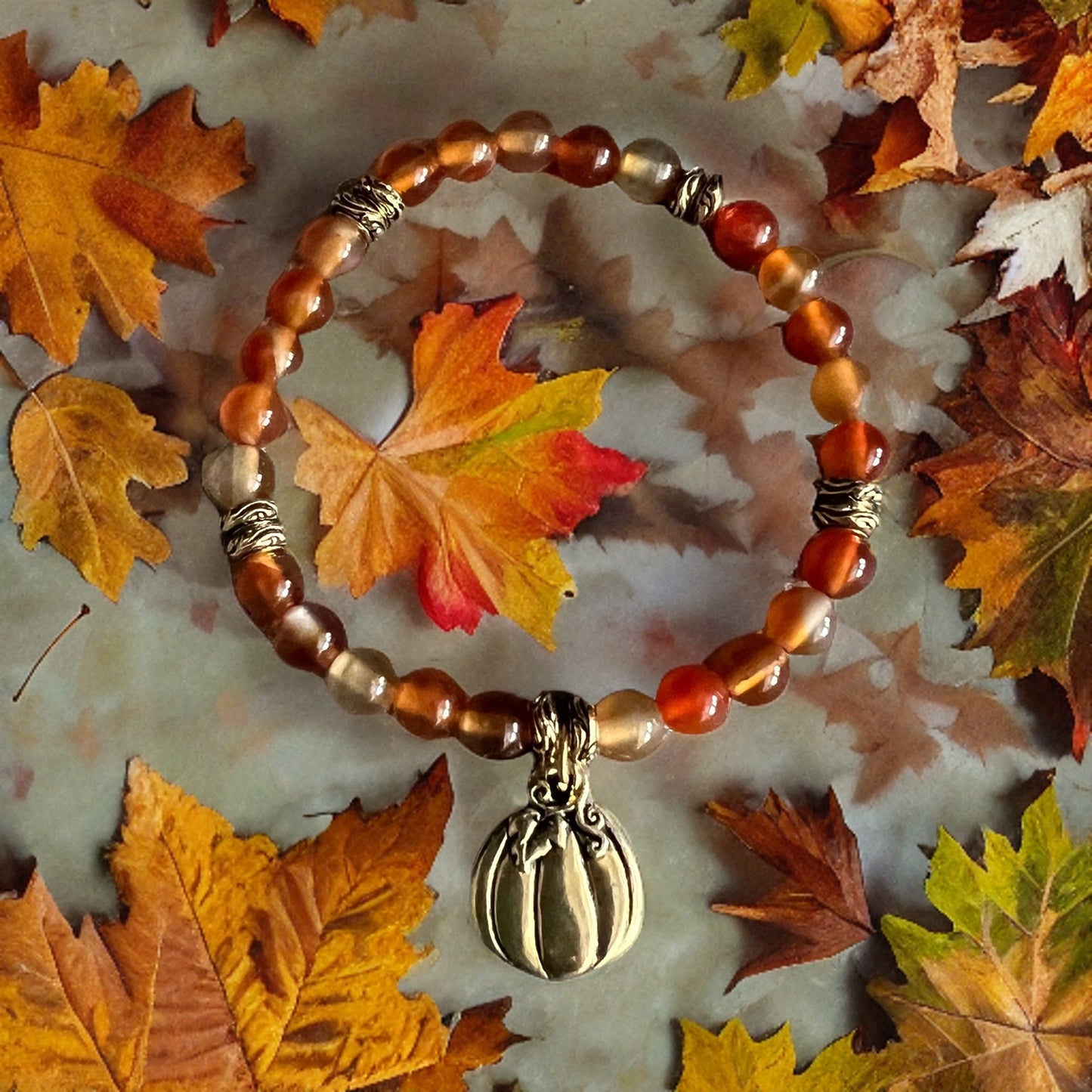 Carnelian and Pumpkin Bracelet