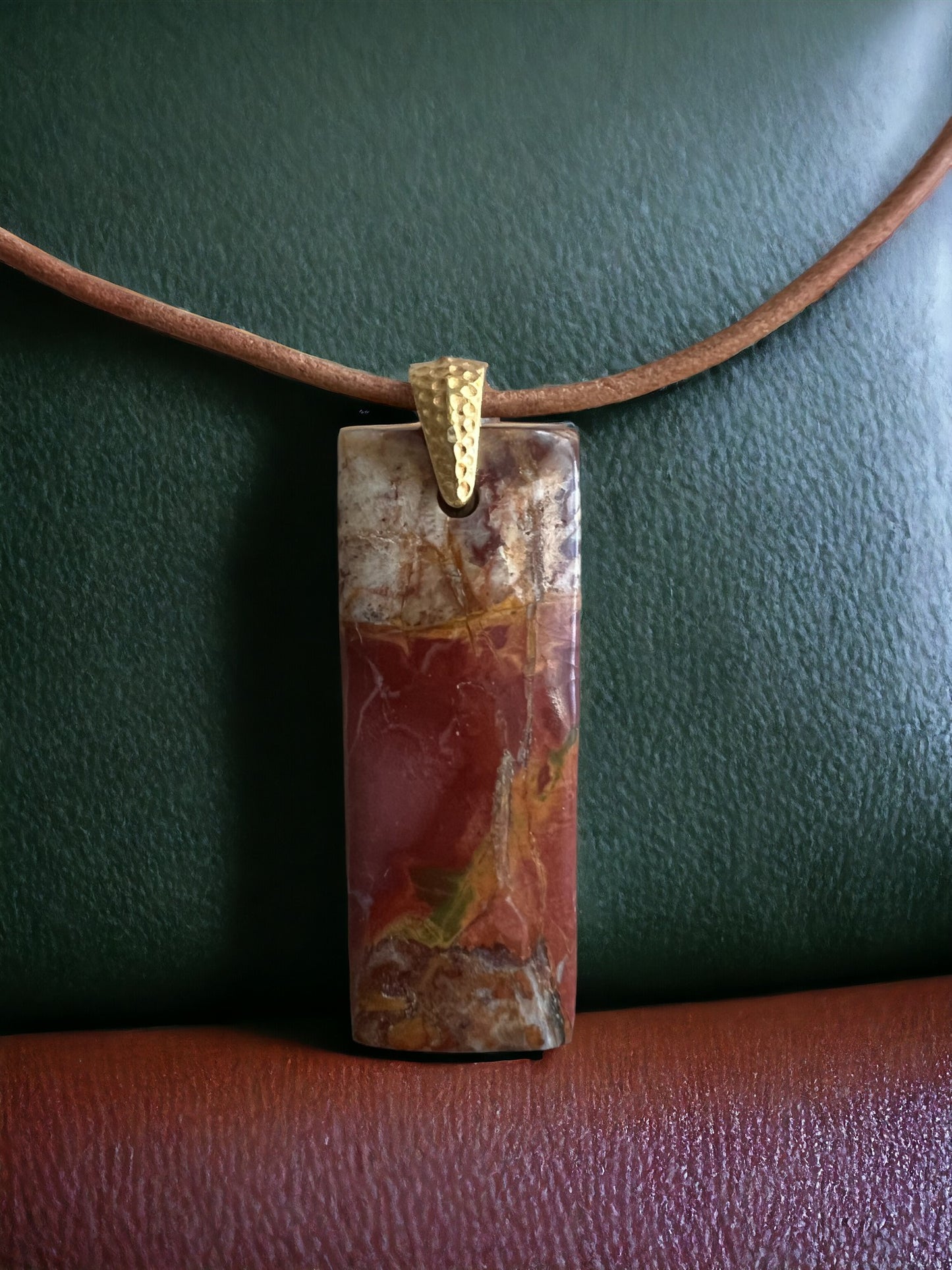 Red Creek Jasper Focal on Leather Cord