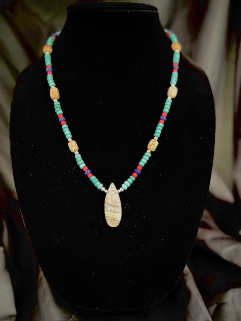 Sacred Turquoise and Picture Jasper Necklace