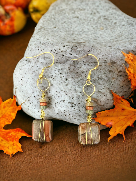 Red Creek Jasper Wrapped in Gold Wire