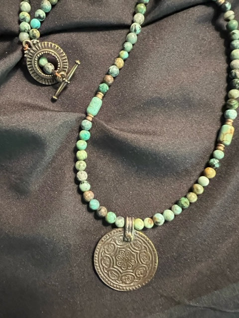 Eightfold Path Pendant with Genuine African Turquoise