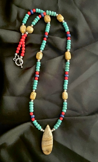 Sacred Turquoise and Picture Jasper Necklace