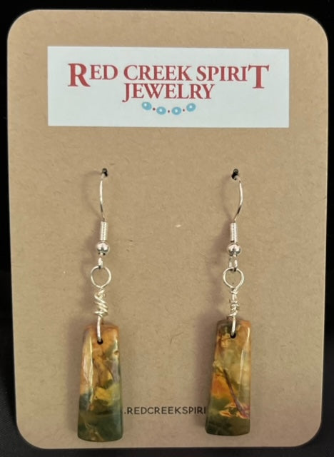 Pumpkin and Spruce Red Creek Jasper Earrings