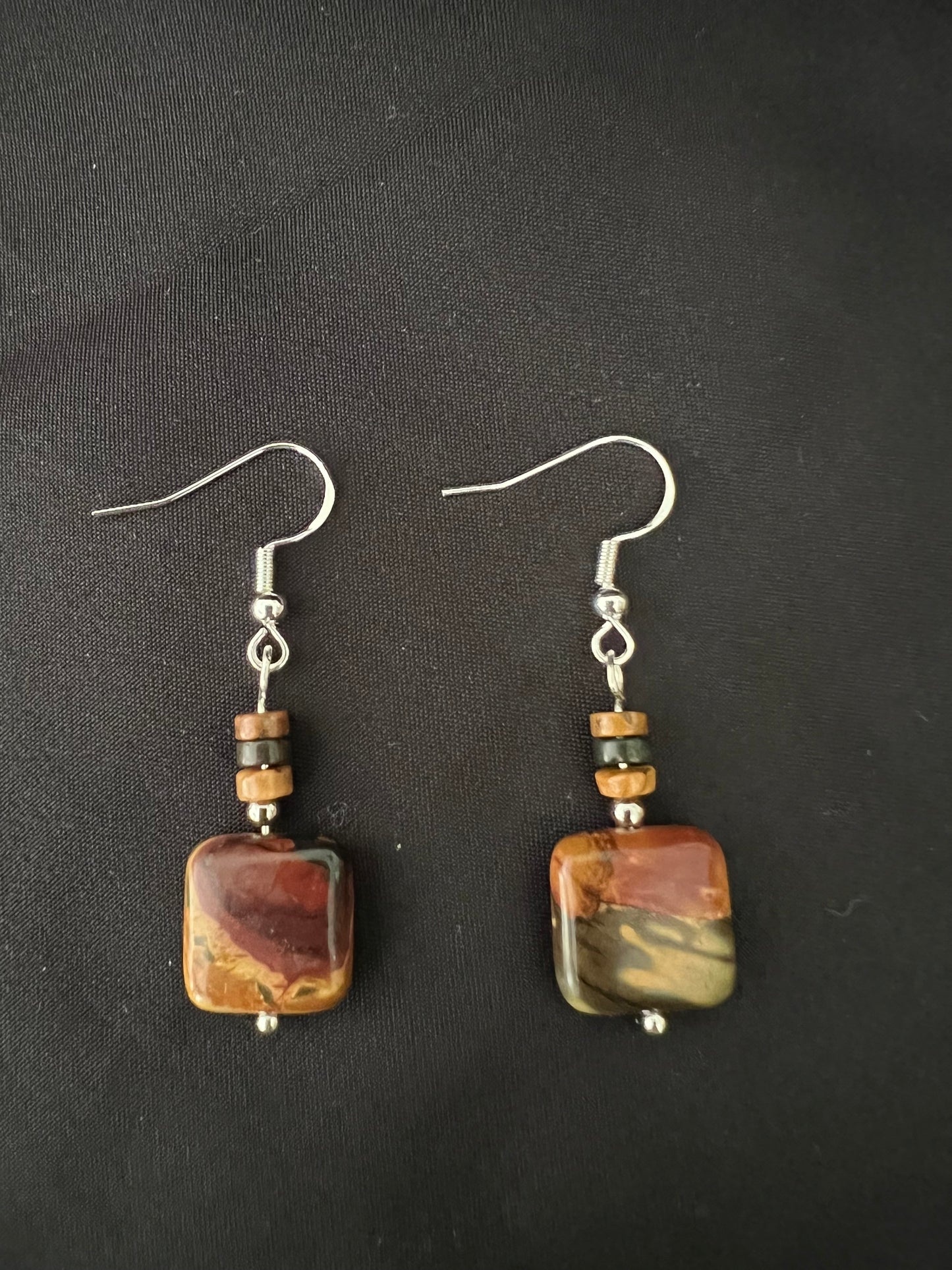 Red Creek Jasper Square Stone Earrings