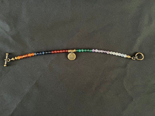 Chakra Bracelet with Copper YinYang Charm