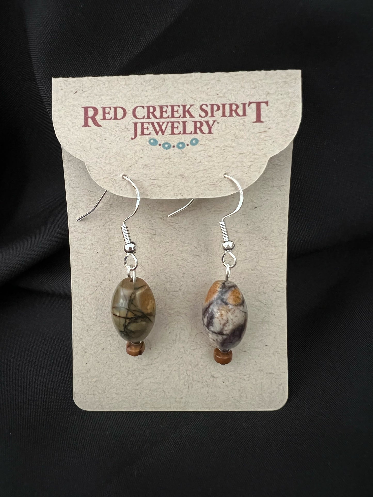 Red Creek Jasper Barrel Stone Earrings