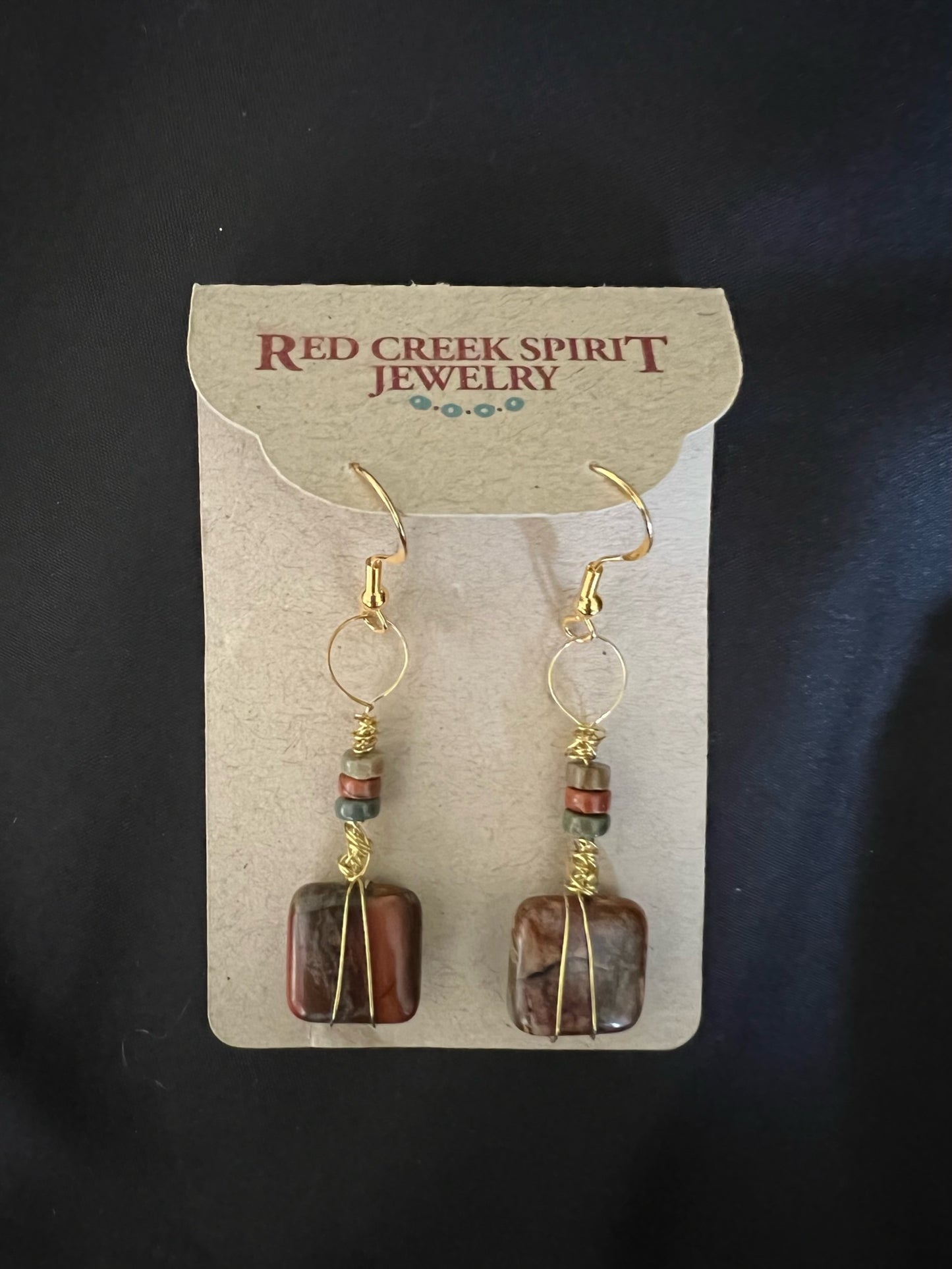 Red Creek Jasper Wrapped in Gold Wire