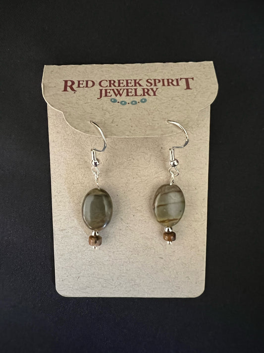 Small Oval Red Creek Jasper Earrings