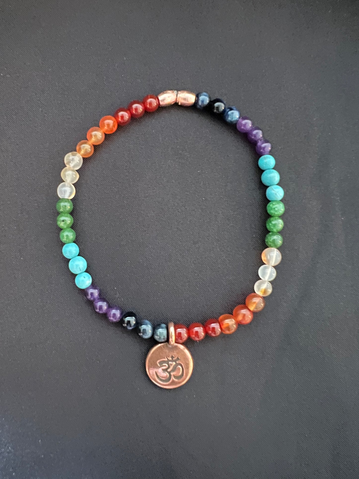 Chakra Bracelet with Copper Om Charm